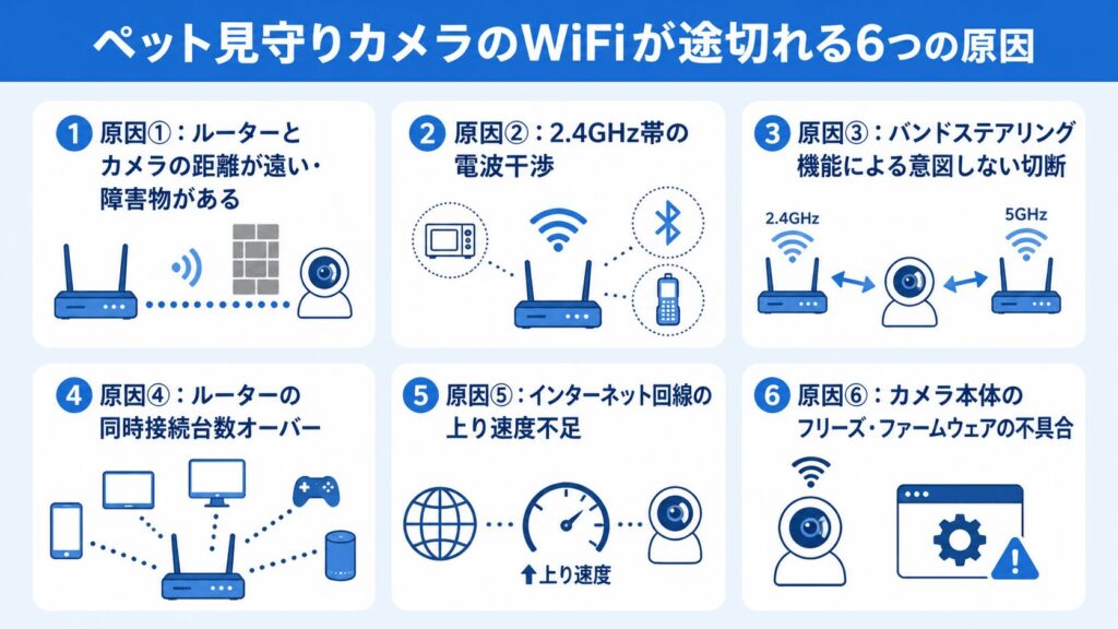 ペット見守りカメラ_WiFiが途切れる6つの原因