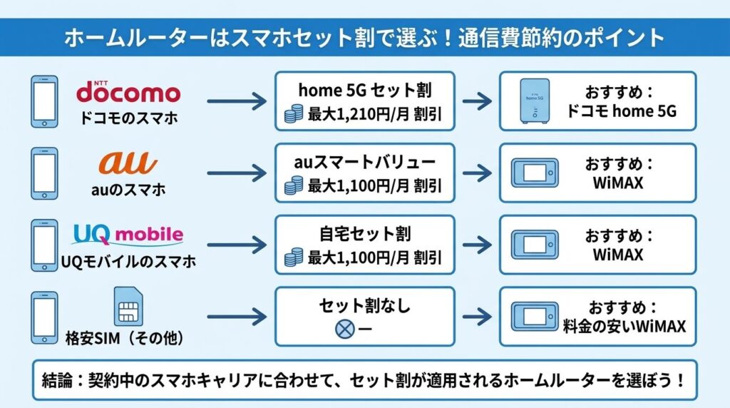 ホームルーター_スマホセット割で選ぶキャリア別おすすめ