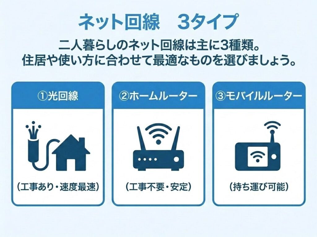 同棲_二人暮らしのネット回線3タイプの特徴