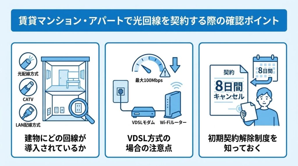 賃貸マンション・アパートで光回線を契約する際の確認ポイント