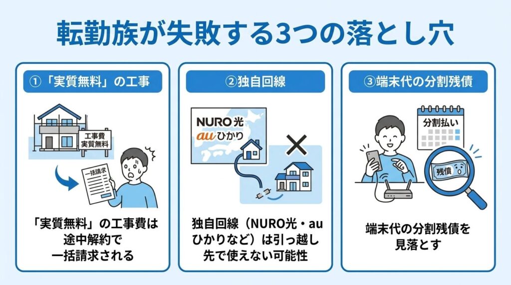 転勤族_ネット回線で失敗する3つの落とし穴