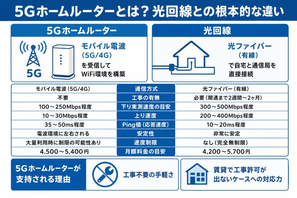 5Gホームルーターとは_光回線との根本的な違い
