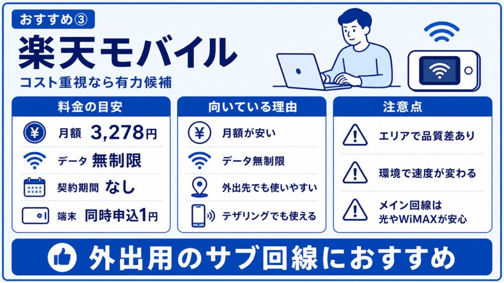 おすすめ③楽天モバイル-外出用サブ回線におすすめ