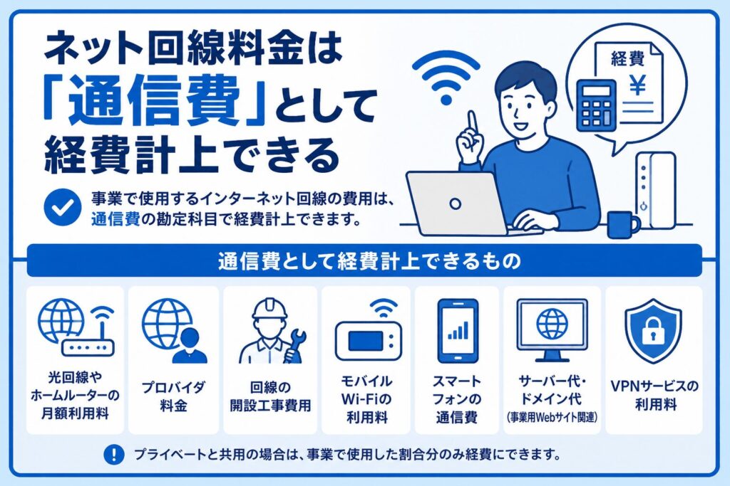 ネット回線料金は通信費として経費計上できる