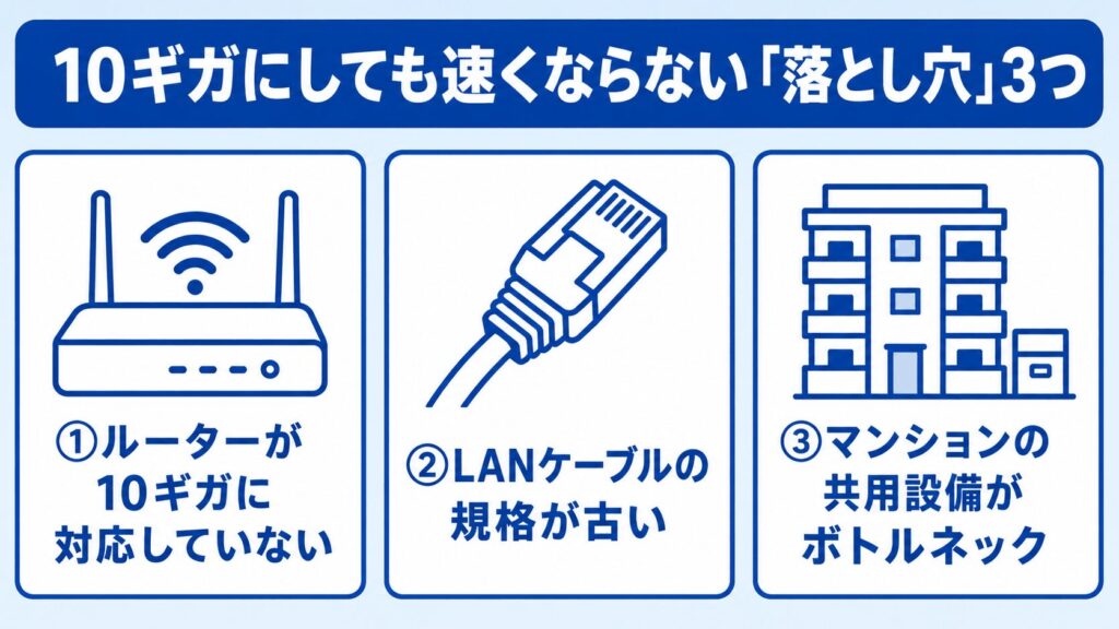 光回線_10ギガにしても速くならない落とし穴3つ