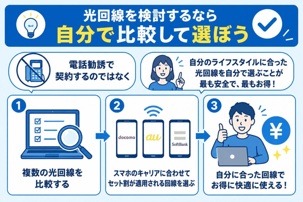 光回線_電話勧誘ではなく自分で比較して選ぼう