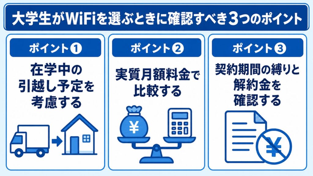大学生_WiFiを選ぶときに確認すべき3つのポイント