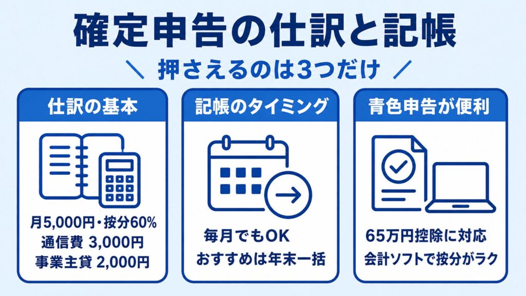 確定申告の仕訳と記帳-押さえるのは3つだけ