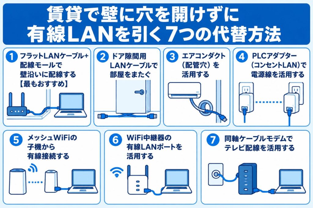 賃貸_壁に穴を開けずに有線LANを引く7つの代替方法