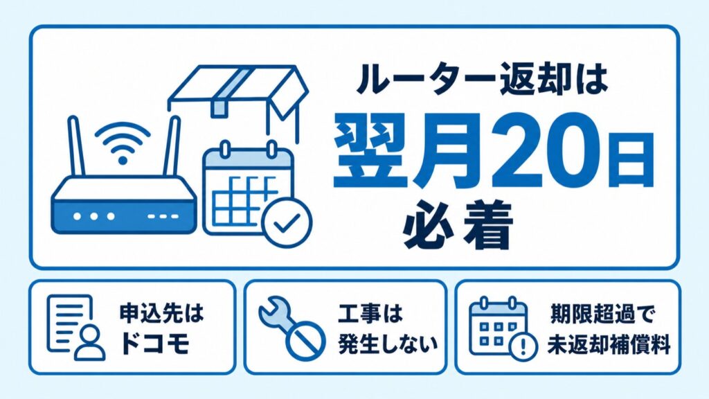 ルーター返却は変更日の翌月20日必着