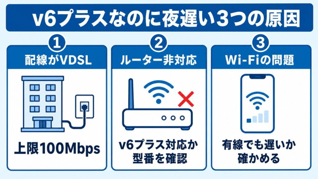 ドコモ光GMO_v6プラスなのに夜遅い3つの原因