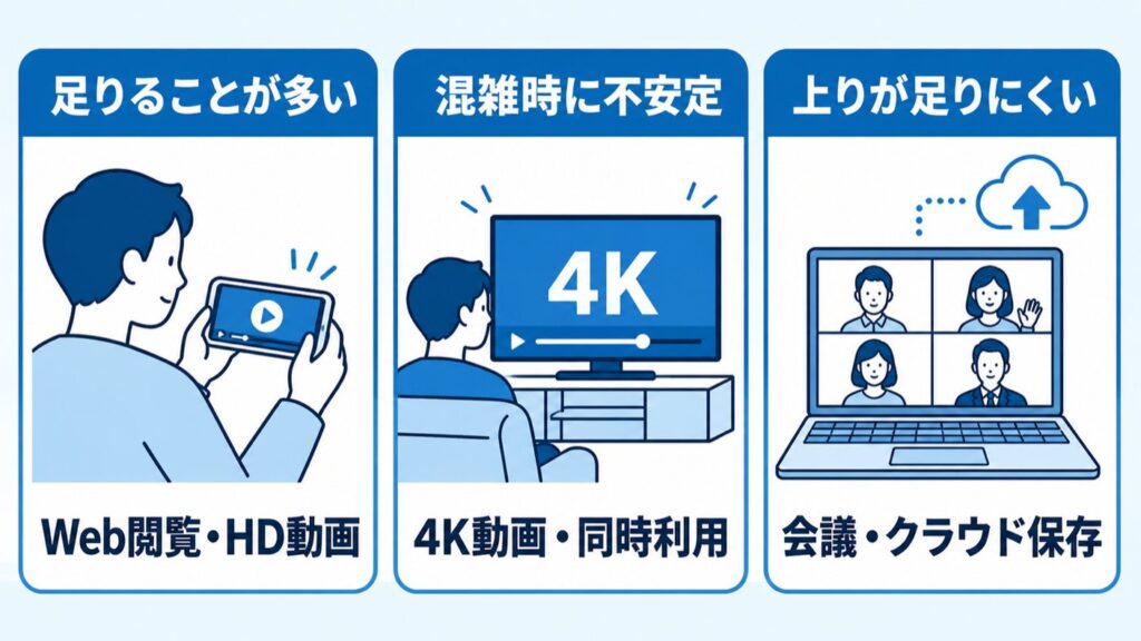 ドコモ光VDSL_用途別に足りるかの目安